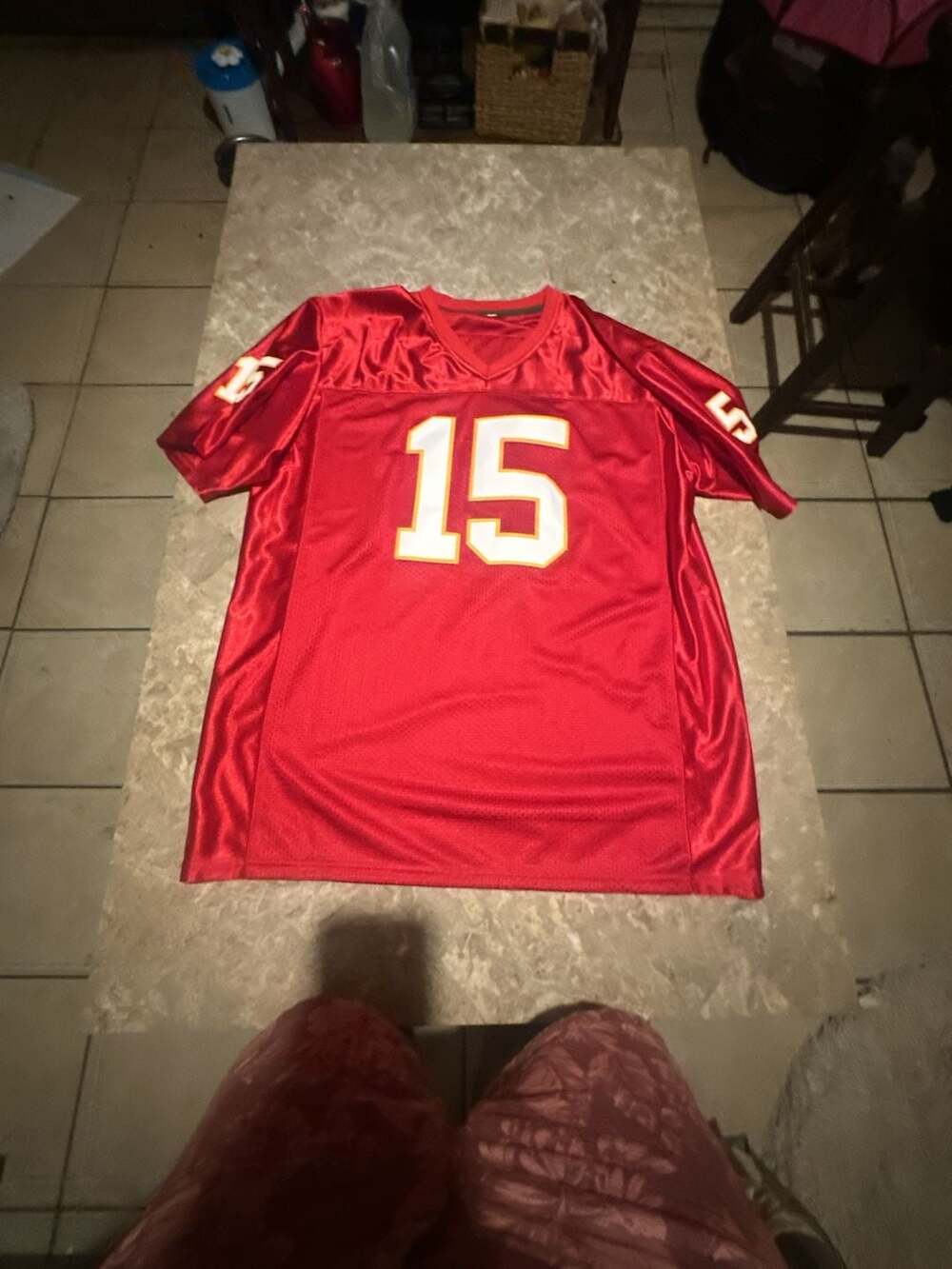 Patrick Mahomes Kansas City Chiefs #15 Red Custom Football Jersey Size Large
